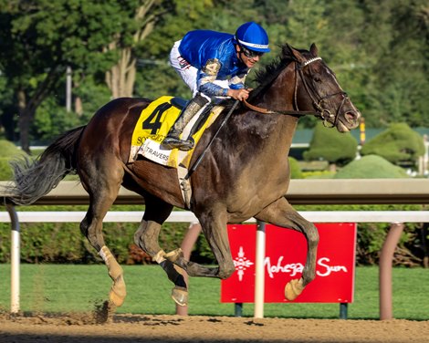 Sovereignty with Junior Alvarado wins the DraftKings Travers S. (Grade I) at Saratoga Race Course in Saratoga Springs, NY., on August 23rd, 2025.