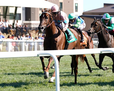 Bear River wins the 2025 Mint Kentucky Turf Sprint Stakes at Kentucky Downs