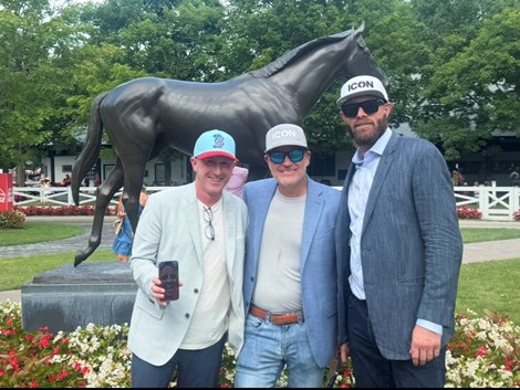 (L-R) Icon Racing Partners Scott "Hudgey" Hudgens (on phone), Brian Boulerice, Ken Kuykendall, Jayson Werth at Sacred Goddess' career debut