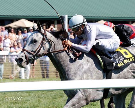 Ag Bullet wins the 2025 Ladies Turf Sprint Stakes at Kentucky Downs