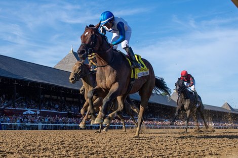 Book'em Danno and Paco Lopez Win the G1 Forego Stakes at Saratoga Race Course, Saratoga Springs, NY, 8-23-25, Mathea Kelley-Bloodhorse