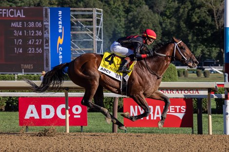 Iron Dome wins the 2025 Albany Stakes at Saratoga Race Course