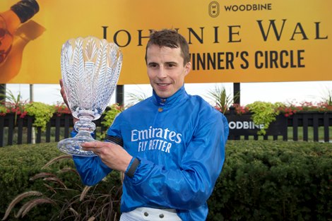 Jockey William Buick guides Notable Speech (GB) to victory in the Rogers Woodbine Mile Breeders Cup Challenge Series Win and You're In Mile Division. Notable Speech covers the mile in 1.35.1 for owner Godolphin and trainer Charles Appleby over the bet365 Inner turf Course. Woodbine/Michael Burns Photo