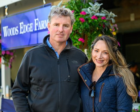 Peter and Jenny O'Callaghan with Woods Edge Keeneland September Yearling Sale at Keeneland in Lexington, Ky., on Sept. 7, 2025.