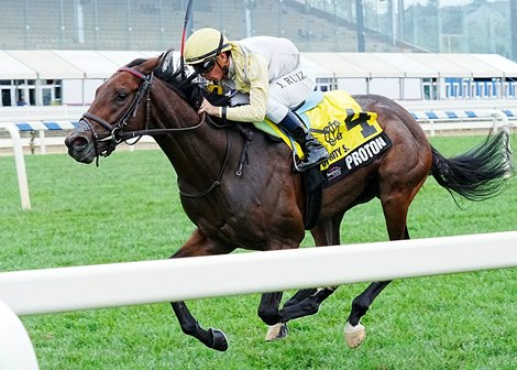 Proton wins the 2025 Laurel Futurity at Laurel Park