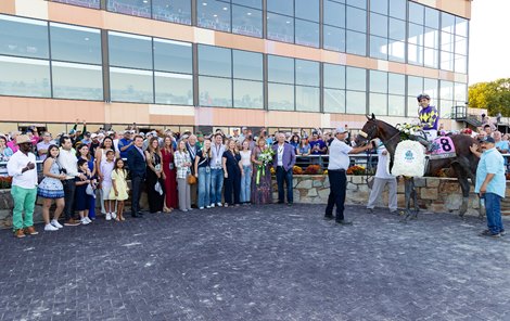 Baeza with Hector Berrios riding won the $1,000,000 Grade I Pennsylvania Derby  at Parx Racing in Bensalem, PA on Saturday September 20, 2025.  Photo by Bill Denver/EQUI-PHOTO