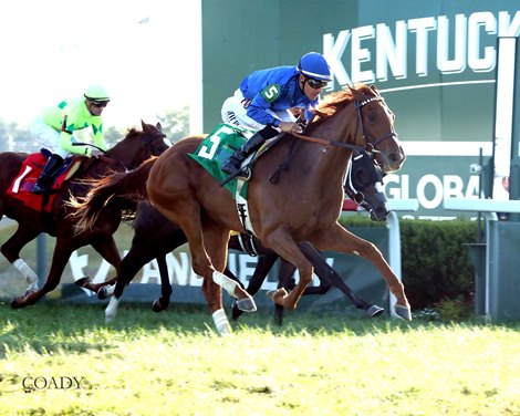 Quiet Street wins the 2025 Untapable Stakes at Kentucky Downs