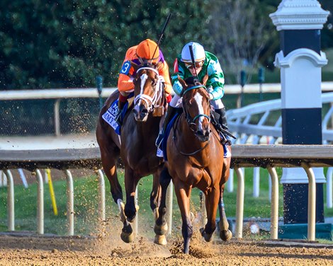 Tommy Jo with John Velazquez wins the Alcibiades (G1) after Percy’s Bar was disqualified at Keeneland in Lexington, Ky. on Oct. 3, 2025