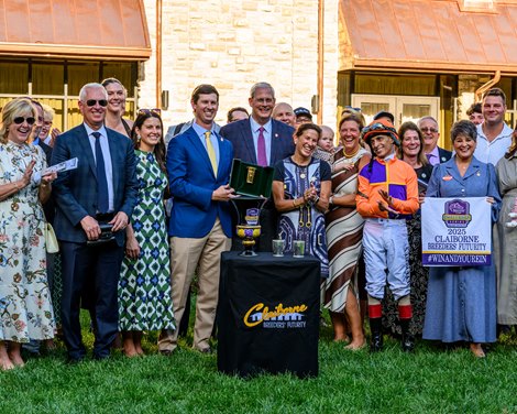 Ted Noffey with John Velazquez wins the Claiborne Breeders’ Futurity (G1)<br>
 at Keeneland in Lexington, Ky. on Oct. 4, 2025