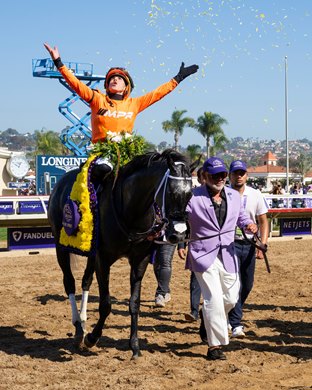 Shisospicy with Irad Ortiz Jr. wins the Turf Sprint (G1T) at Del Mar Racetrack in Del Mar, CA on November 1, 2025.