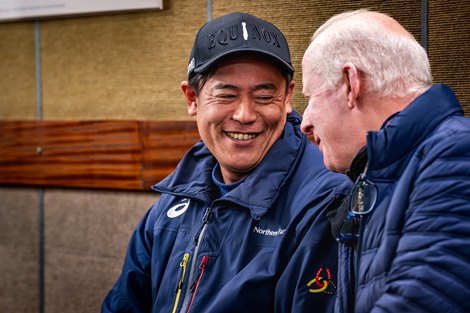Tomo Tsuda, representative for Katsumi Yoshida, after signing for Enthralling
