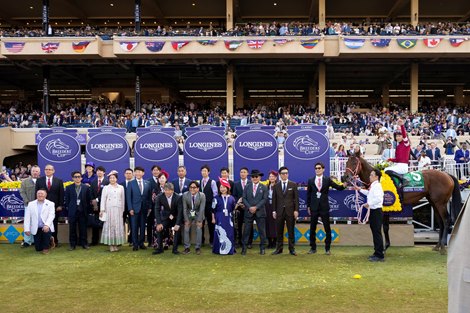Winning connections in the winner’s circle after Forever Young with Ryusei Sakai win the Breeders’ Cup Classic (G1) at Del Mar Racetrack in Del Mar, CA on November 1, 2025.