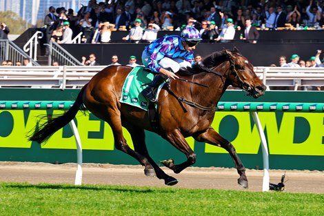 Pride Of Jenni wins the 2025 Empire Rose Stakes at Flemington Racecourse<br>
ridden by Declan Bates and trained by Ciaron Maher