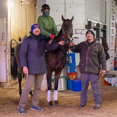 Morning Miracle with trainer Jordan Blair (left)