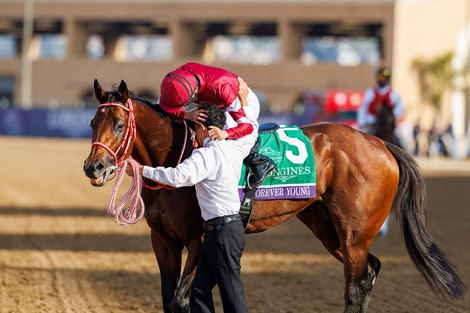 Forever Young, with Ryusei Sakai up, wins the Breeders’ Cup Classic (G1) at Del Mar Racetrack in Del Mar, CA on November 1, 2025.