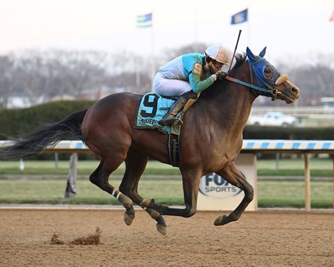 Sunday Boy and Christopher Elliot win the 2025 New York Stallion Series Stakes Great White Way Division at Aqueduct Racetrack