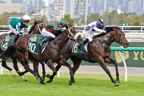 Caballus wins the 2026 Newmarket Handicap at Flemington Racecourse ridden by Craig Newitt & Trained by Bjorn Baker