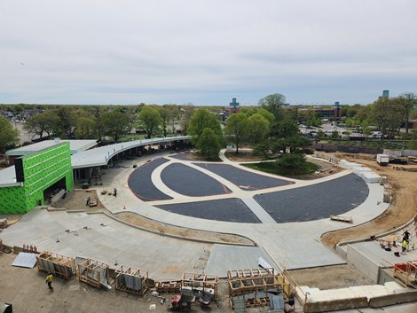 The new paddock area at Belmont Park is taking shape