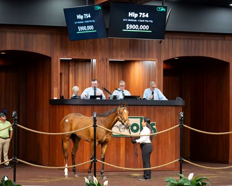 The McKinzie filly, consigned as Hip 754 in the ring at the OBS Spring Sale