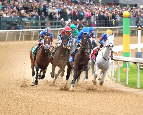 White Abarrio wins the 2026 Oaklawn Handicap at Oaklawn Park