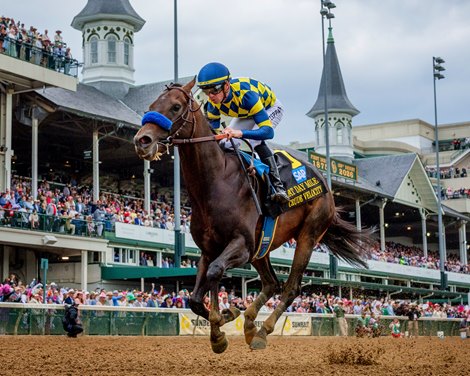Crude Velocity with jockey Florent Geroux wins the Pat Day Mile at Churchill Downs in Louisville, Ky., on May 2, 2026.