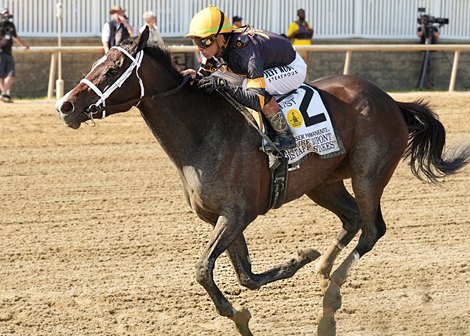 Margie's Intention wins the 2026 Allaire DuPont Distaff Stakes at Laurel Park
