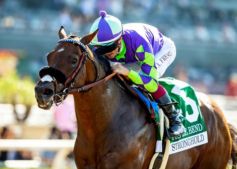 Stronghold and jockey Antonio Fresu win the Grade III, $100,000 Triple Bend takes, Sunday, May 31, 2026 at Santa Anita Park, Arcadia CA. © BENOIT PHOTO