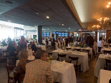 Attendees gather in the Laurel Park clubhouse May 14 for the 2026 Preakness Alibi Breakfast