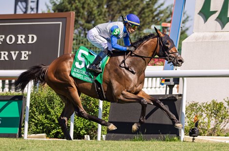 Faithful Departed wins the Gr. III Regret Stakes with jockey Jose Ortiz for trainer Grant Forster.