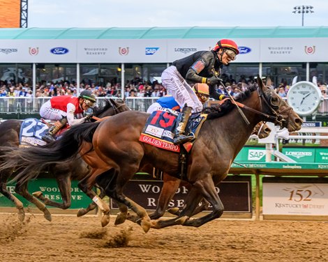 Golden Tempo with Jose Ortiz wins the Kentucky Derby (G1) at Churchill Downs in Louisville, Ky., on May 2, 2026
