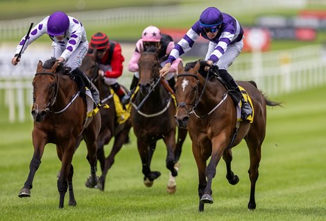 Ballinea Star and Donagh O’Connor beating stablemate Immortal Guard to win the Anglesey Stakes Gr.3. The Curragh. Photo: Patrick McCann/Racing Post 27.06.2026