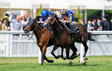 Scandinavia (Ryan Moore) beats Trawlerman (William Buick) in The Gold Cup<br>
Ascot 18.6.26 Pic: Edward Whitaker