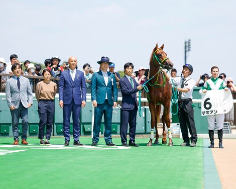 Demian wins a newcomers' race on Saturday, June 13, 2026 at Tokyo Racecourse