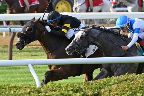 Heeere's Johnny wins the 2026 Saranac Stakes at Saratoga Race Course