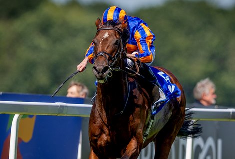 Constitution River with Ryan Moore wins the Coral Eclipse Stakes at Sandown Park in Esher, England on July 04, 2026. Photo by: Alex Evers / Eversphoto