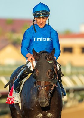 Godolphin LLC's Knightsbridge and jockey Junior Alvarado win the Grade I $1,000,000 Pacific Classic Saturday, August 22, 2026 at Del Mar Thoroughbred Club, Del Mar, CA. The Kentucky-bred son of Nyquist is trained by William I. Mott. Benoit Photo