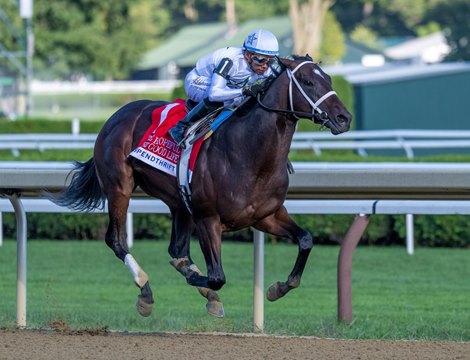 Jockey Manny Franco sits atop The Good Life on the way to the win the 122nd running of The Spendthrift Farm Hopeful GI  at the Saratoga Race Course Sunday Sept. 6, 2026 in Saratoga Springs, N.Y.