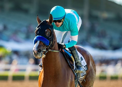 Hughes and jockey Juan Hernandez win the Grade I, $300,000 American Pharoah Stakes, Saturday, October 3, 2026 at Santa Anita Park, Arcadia CA. © BENOIT PHOTO